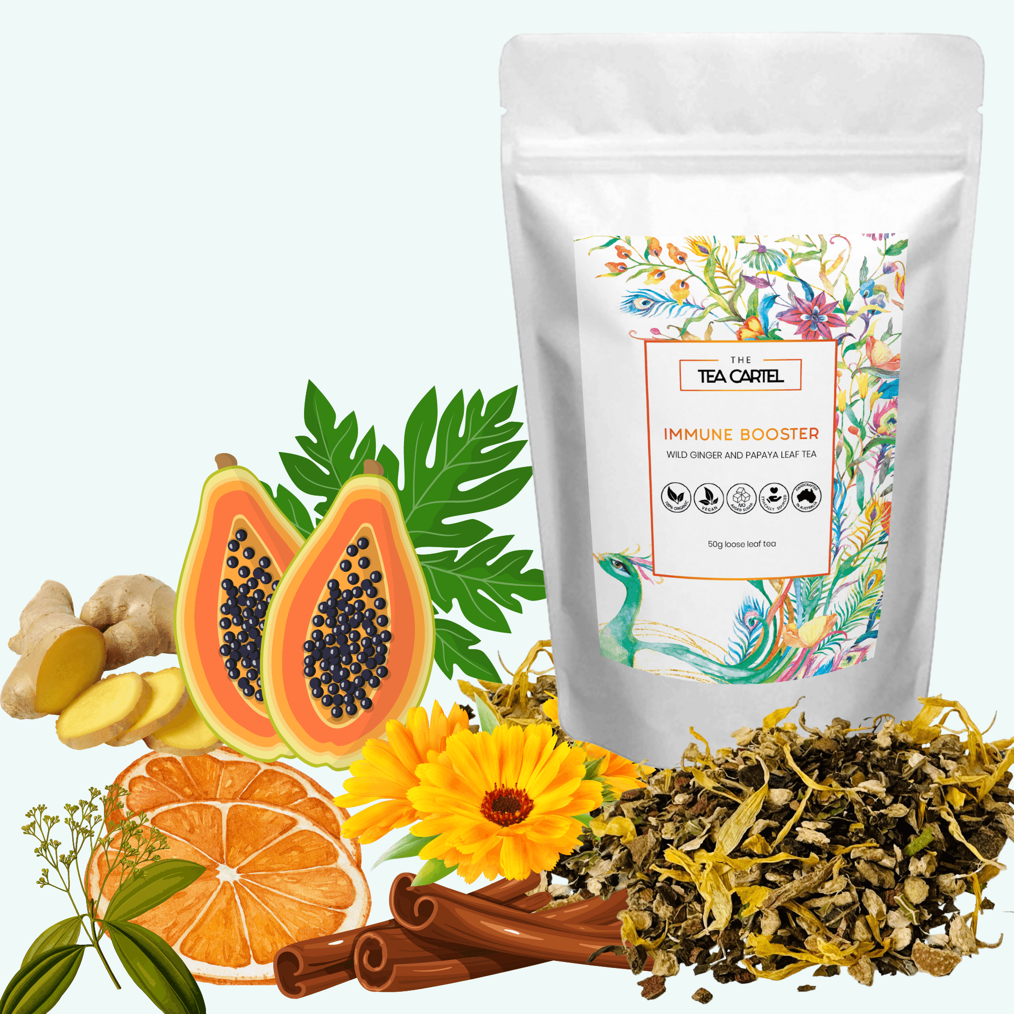 Immune Booster Wild Ginger and Papaya Leaf 100% Organic - The Tea Cartel